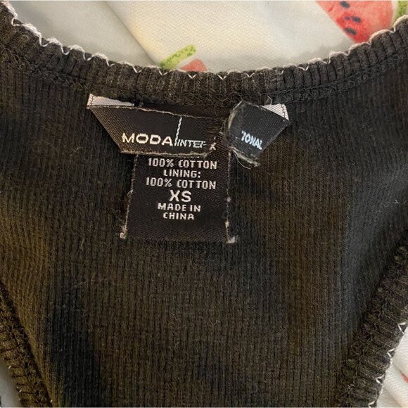 ⭐ 3/$15 Vintage Y2K Moda International XS Cotton Black Crochet Boho Midi Dress - Picture 8 of 10